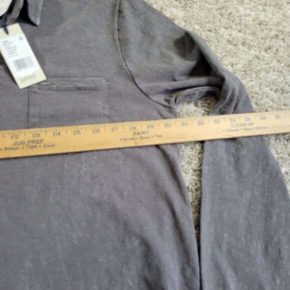 Buffalo David Bitton Polo Shirt Mens Medium Gray Long Sleeve Distressed Tags - Picture 4 of 7